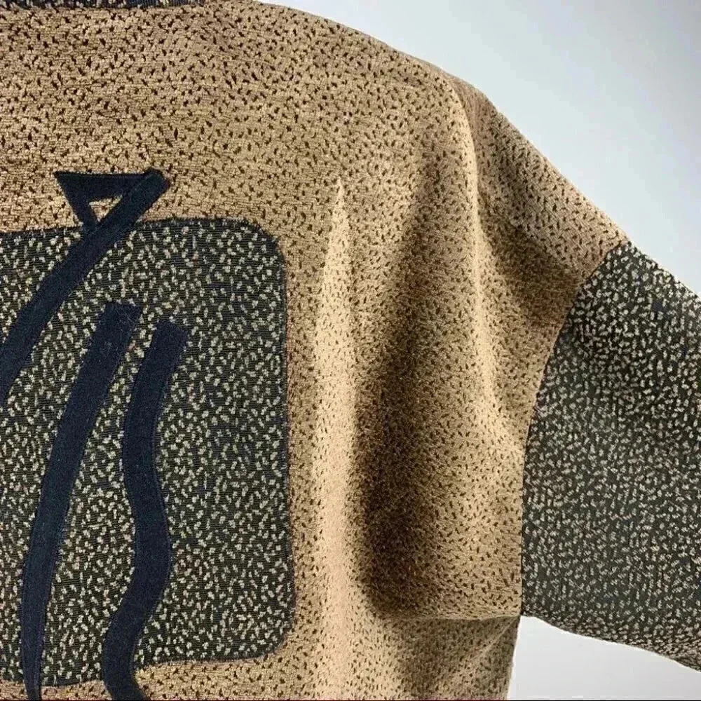 Beppa jacket size M brown black vintage 80s artesian wearable art geometric - Picture 6 of 12